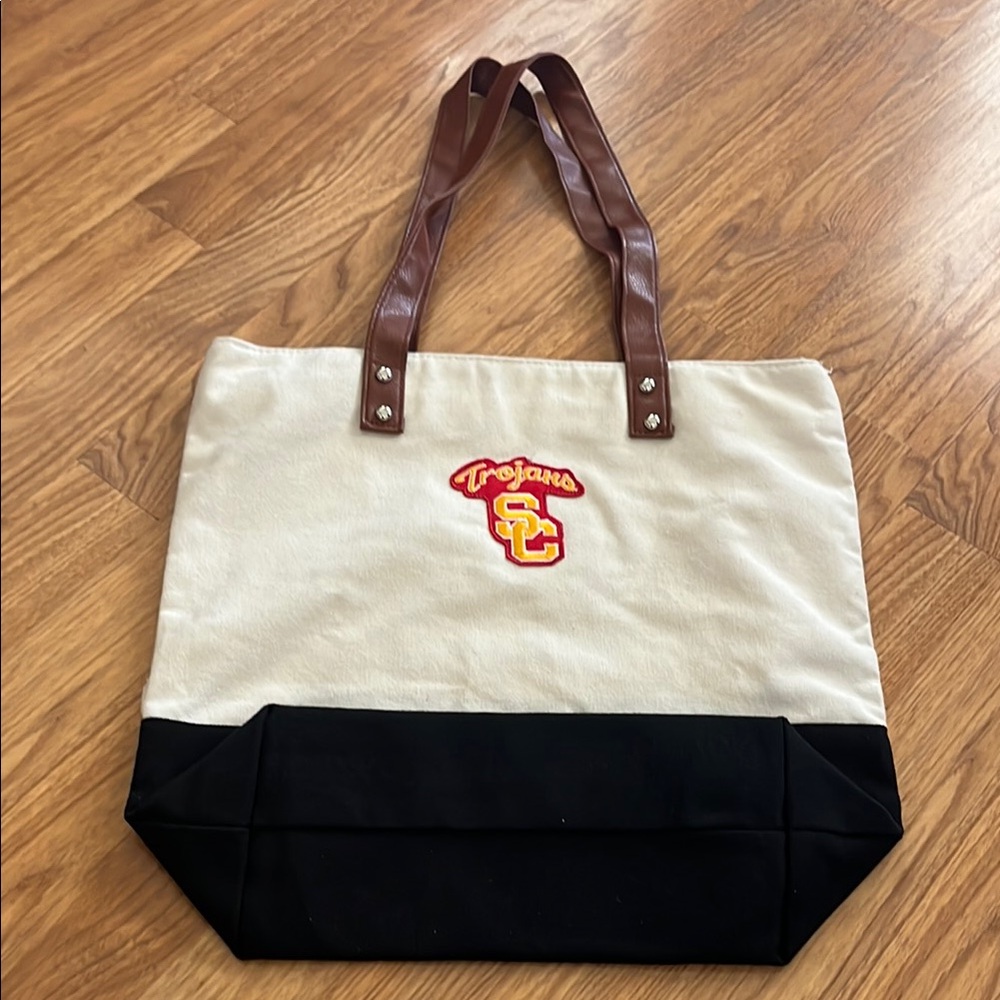 USC Trojans Canvas Tote Bag upcycled 15" x 14" x 5"